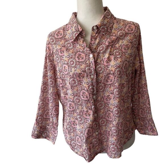 Cato Floral Ditsy Blouse Cotton Button Front Collar SZ L - Picture 1 of 13
